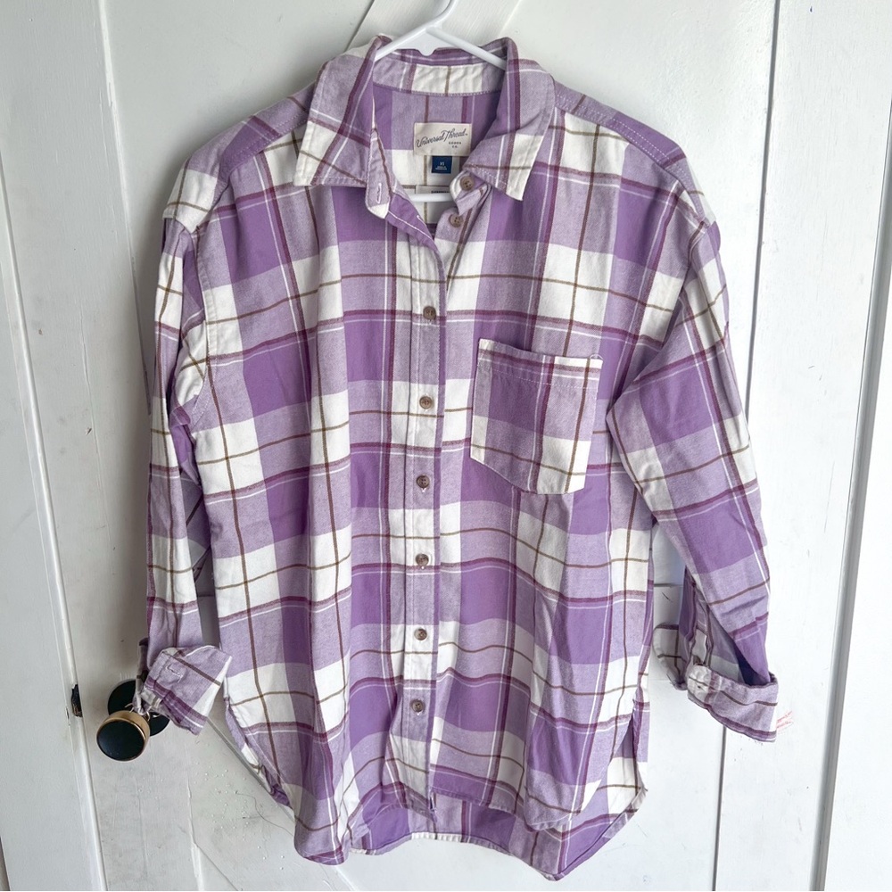 NWOT Universal Thread Purple Plaid Button Down